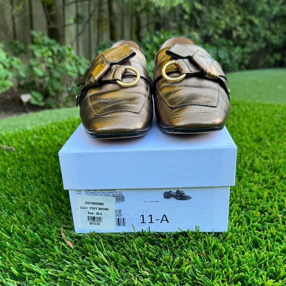 CHLOE Quincy Leather Loafers with Collapsible Heel  Size: 38.5/US 8.5 - Picture 2 of 10